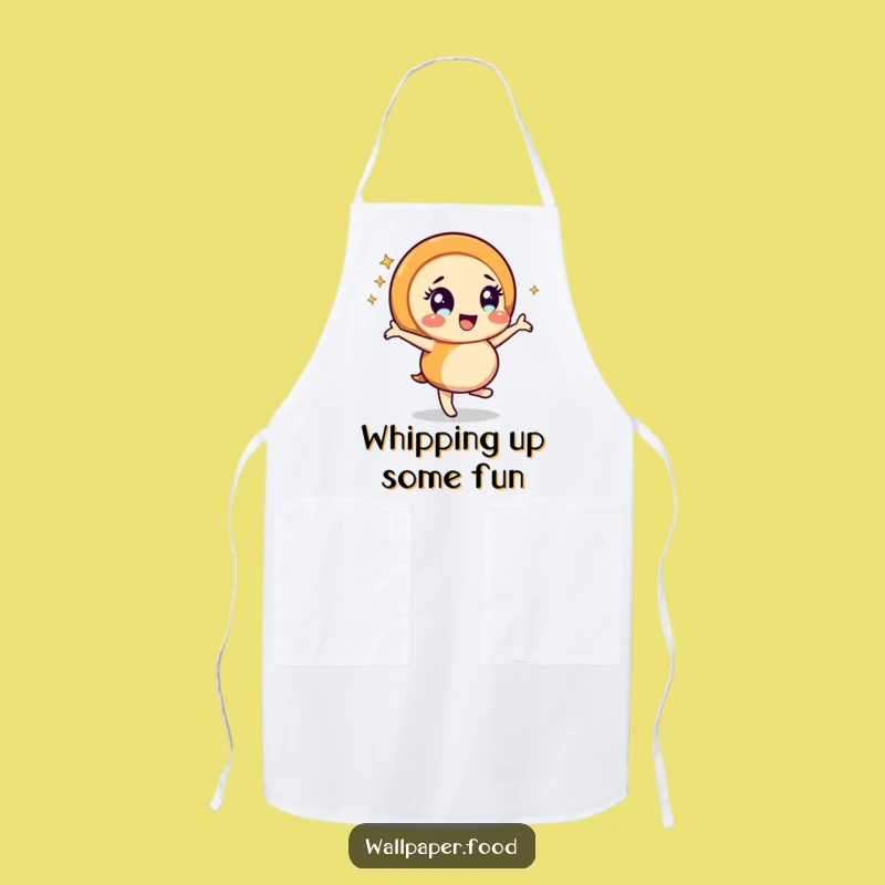 Funny Caramel Swirl Dancing Apron: Cheerful Chef Character Sparkle, Ideal Funny Gift