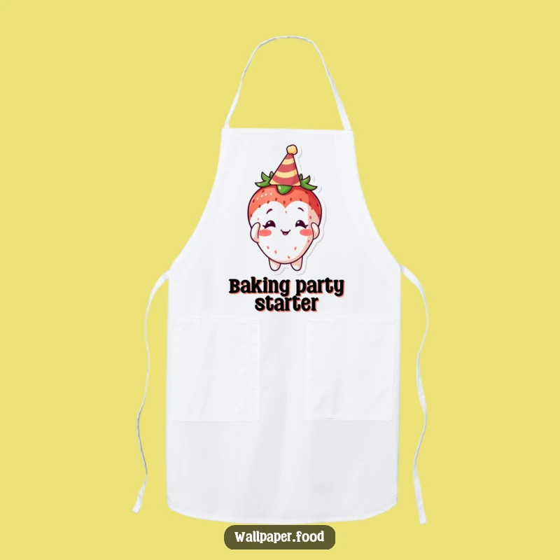 Funny Curious Strawberry Party Hat Apron, Cook and Celebrate with Fruity Fun