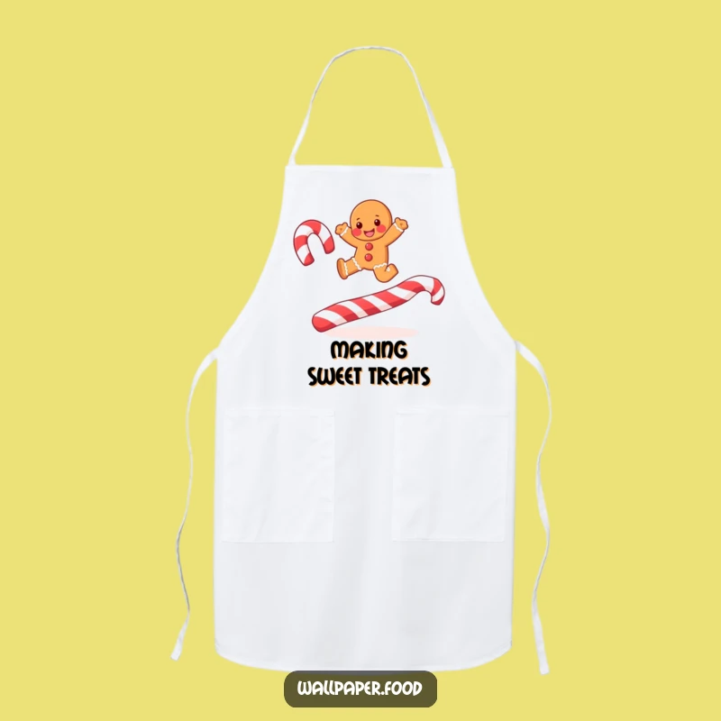 Funny Joyful Gingerbread Man Candy Cane Apron: Festive Baking