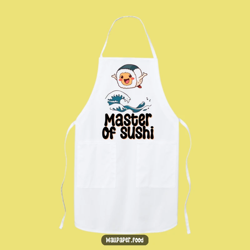 Funny Sushi Chef Apron - Cheerful Sushi Roll Character Kitchen Gift!