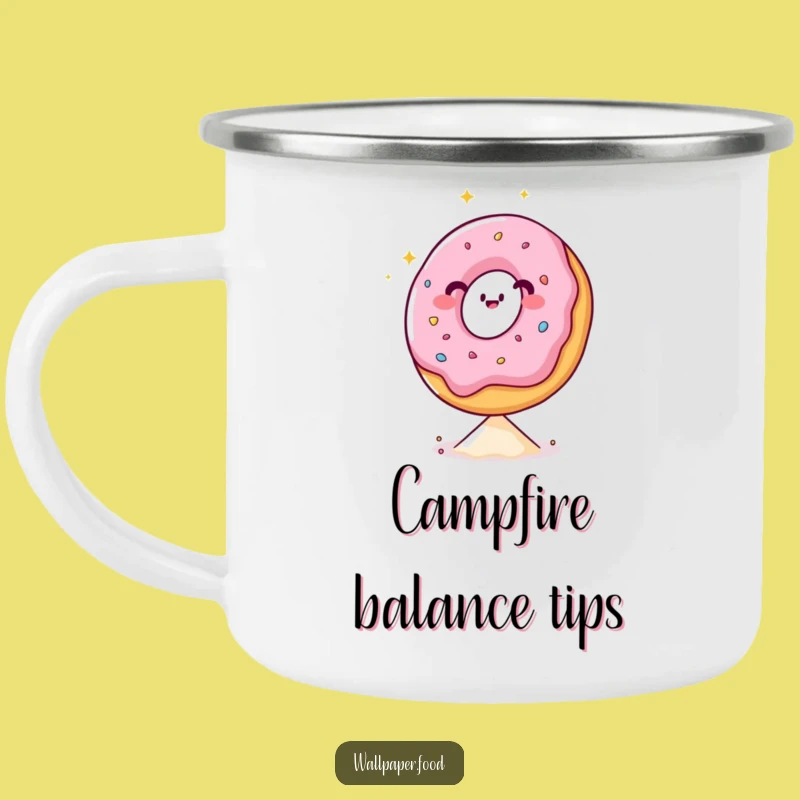Funny Donut Sprinkle Balance Camping Mug: Your sweet companion for outdoor adventures.