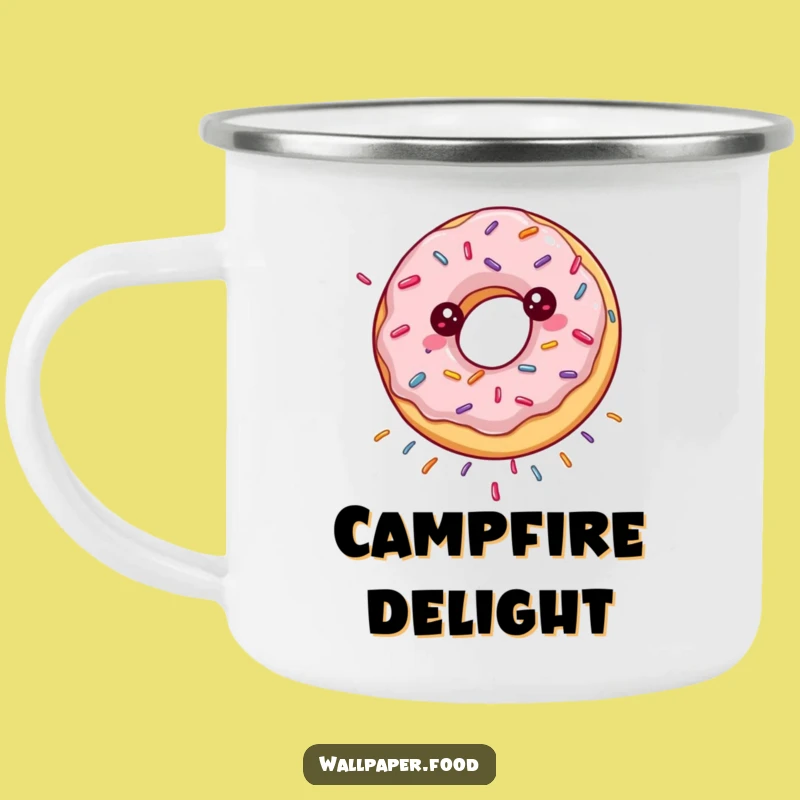 Funny Spinning Donut Camping Mug - Sweet Adventures and Sprinkles