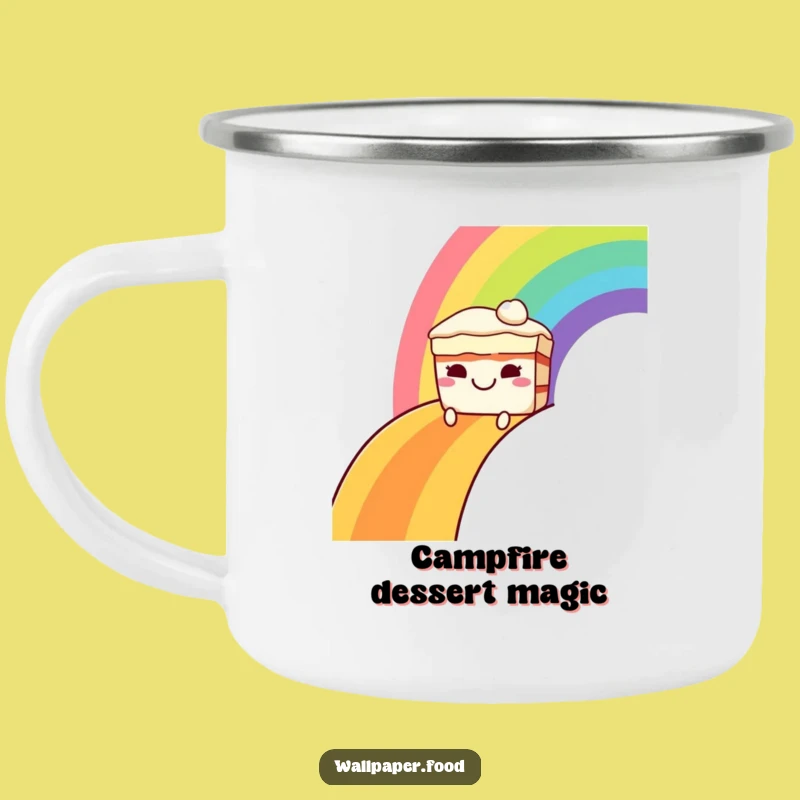 Funny Grinning Cake Rainbow Camping Mug: Your Sweet Trail Companion