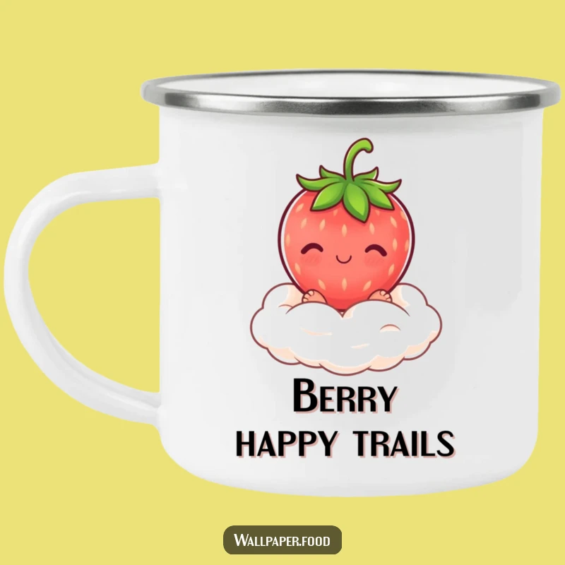 Funny Blushing Strawberry Cream Cloud Camping Mug: Sweet Adventures