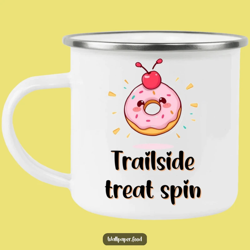 Funny Donut Spin Camping Mug - Treat Character for Your Wild Adventures