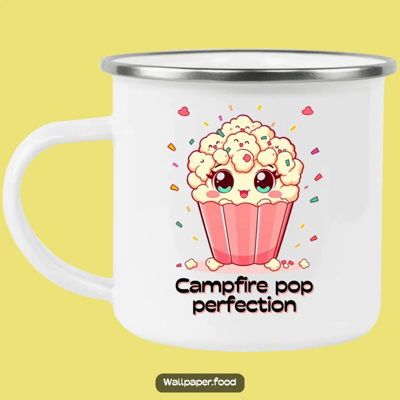 Funny Popcorn Confetti Camping Mug: Your celebration companion for the outdoors.