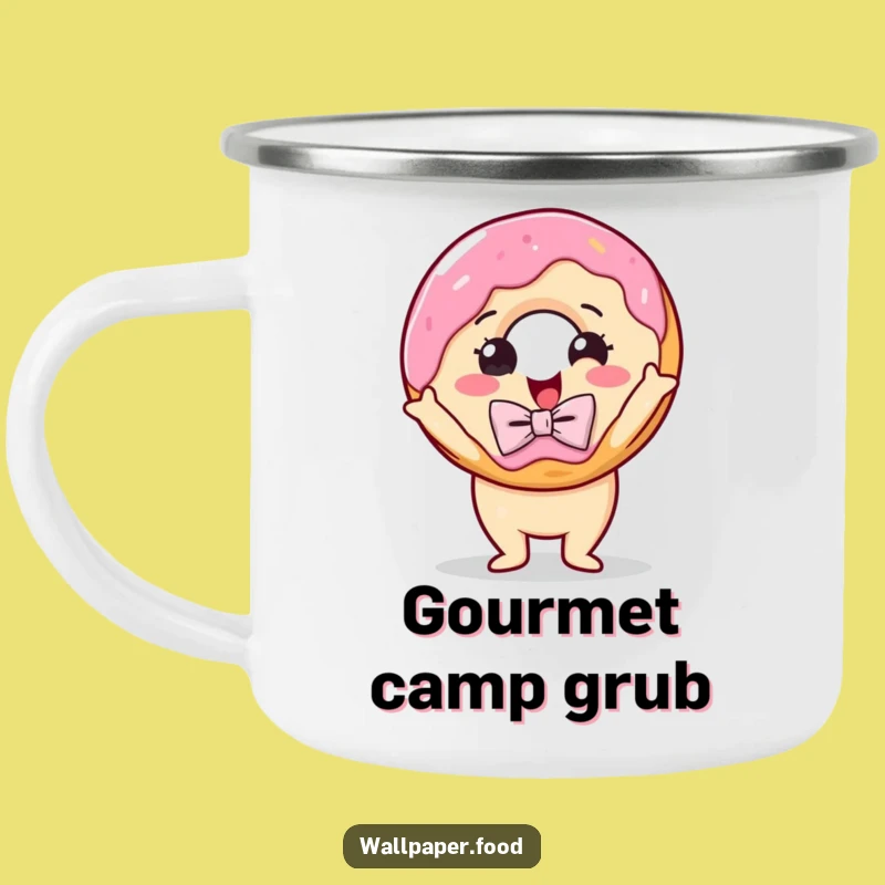Funny Donut Bow Tie Camping Mug - Outdoor Drama Sweetness Gift!