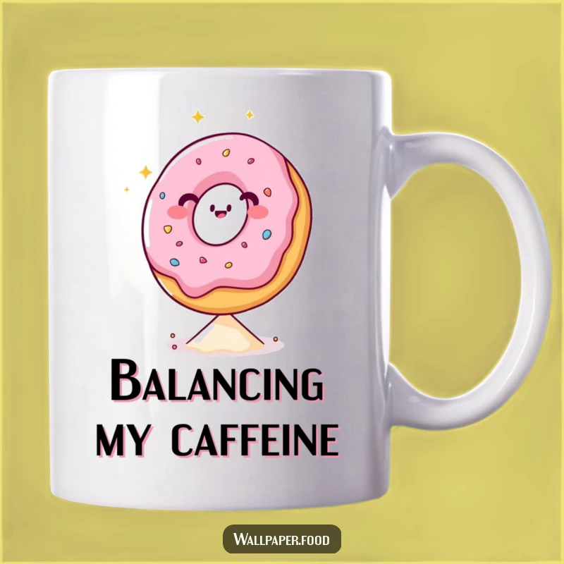 Funny Donut Sprinkle Balance Mug: A sweet treat for a happy morning laugh.