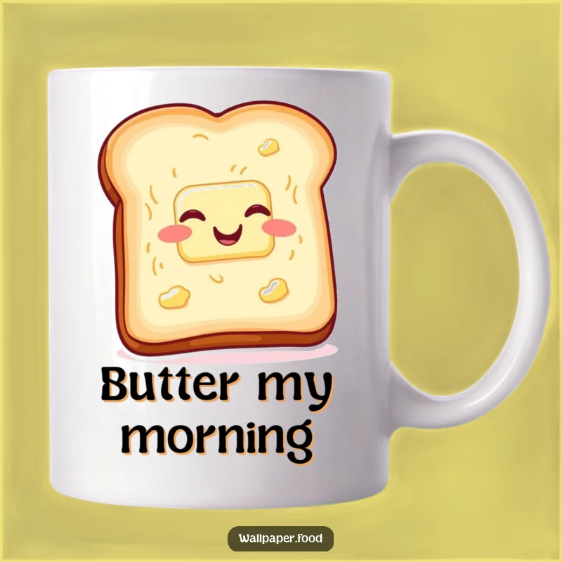 Funny Toast Butter Mug, Wiggling with Glee Humorous Breakfast Gift