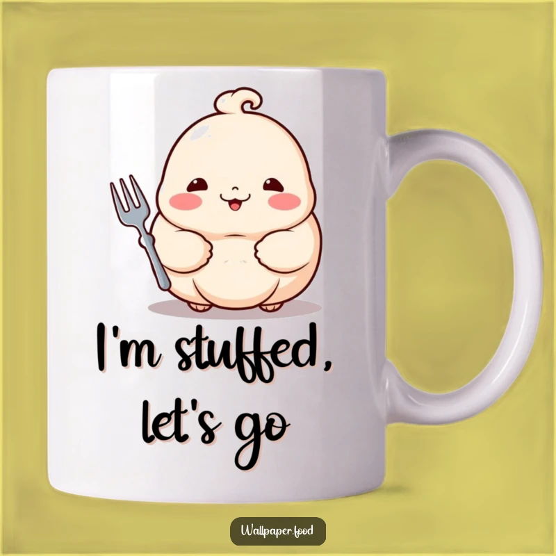 Funny Dumpling Gift Mug: Proud Foodie Holding Tiny Fork, Hilarious Present