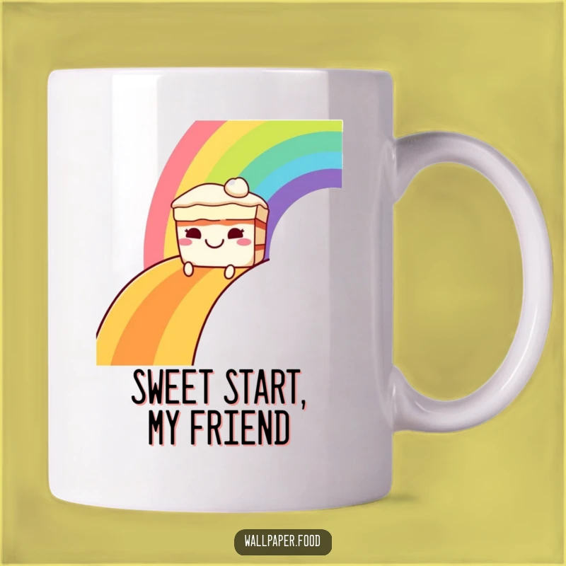 Funny Grinning Cake Rainbow Mug: A Slice of Joyful, Colorful Delight