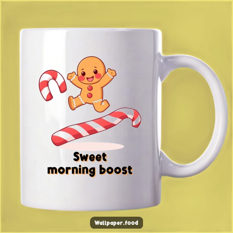 Funny Joyful Gingerbread Man Candy Cane Mug: Festive Treat Gift