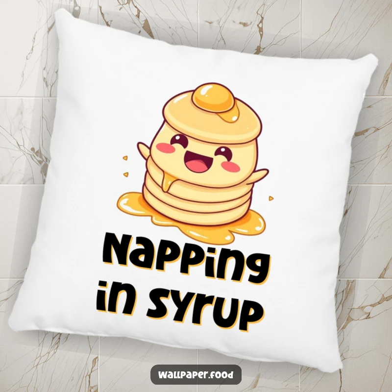 Funny Pillow: A beaming pancake character happily covered in syrup, bringing funny comfort and a touch of breakfast charm to any cozy space.