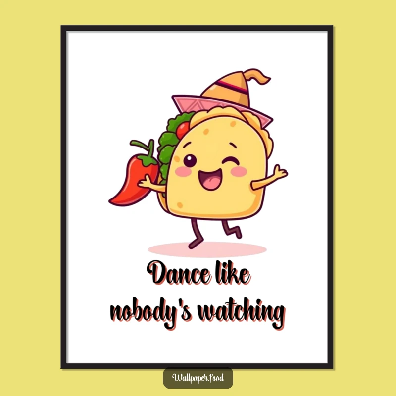 Funny Taco Dancing Digital Art - Printable Fiesta Wall Decor Gift!