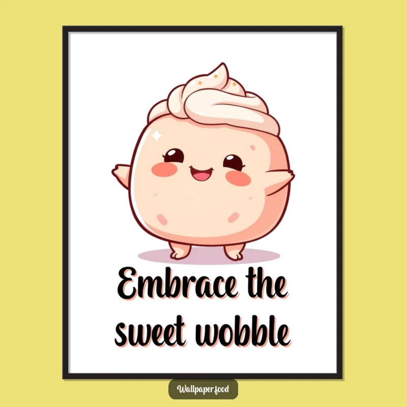 Funny Cake Character Wobble Digital Art - Adorable Sweetness, Instant Decor Gift