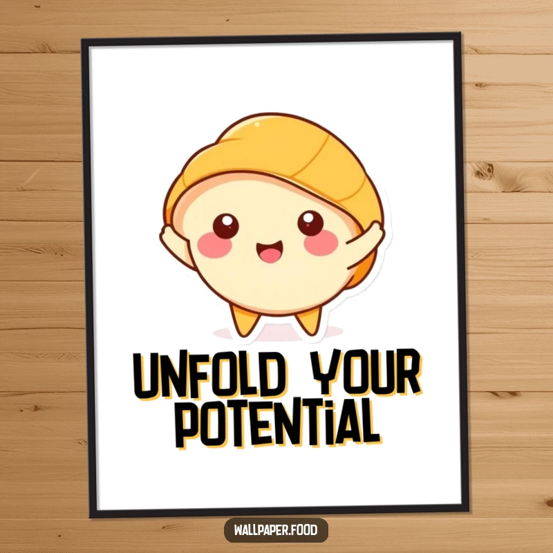 Funny Croissant Digital Art Print: Happy character happily stretching its layers, instant downloadable humor.