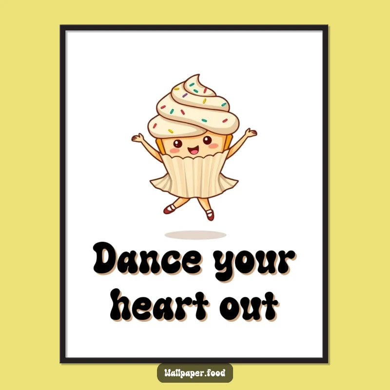 Funny Cupcake Ballet Digital Art - Printable Whimsical Decor Gift!