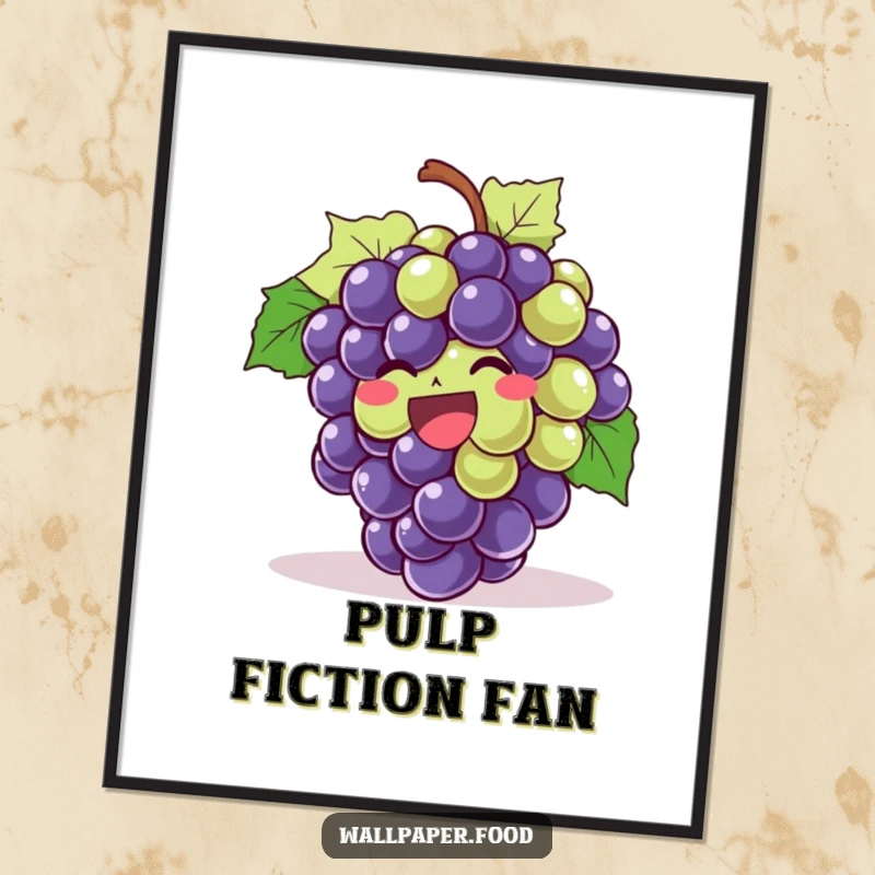 Funny Giggling Grapes Digital Art Print showing a bunch of grapes bursting with infectious, joyful laughter and vibrant colors.