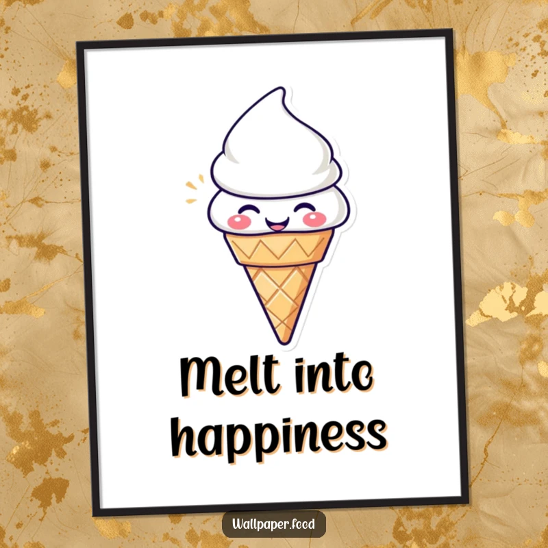 Funny Ice Cream Cone Digital Art Print: Happy character radiating pure delight, instant downloadable humor.