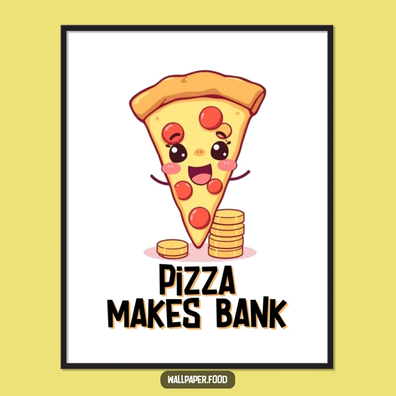 Funny Joyful Pizza Wink Digital Art - Lucky Printable for Instant Fortune