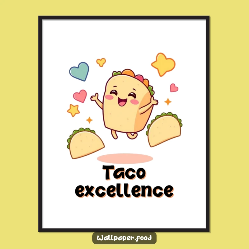 Funny Taco Dance Wall Art - Joyful Taco Character Digital Print Gift!