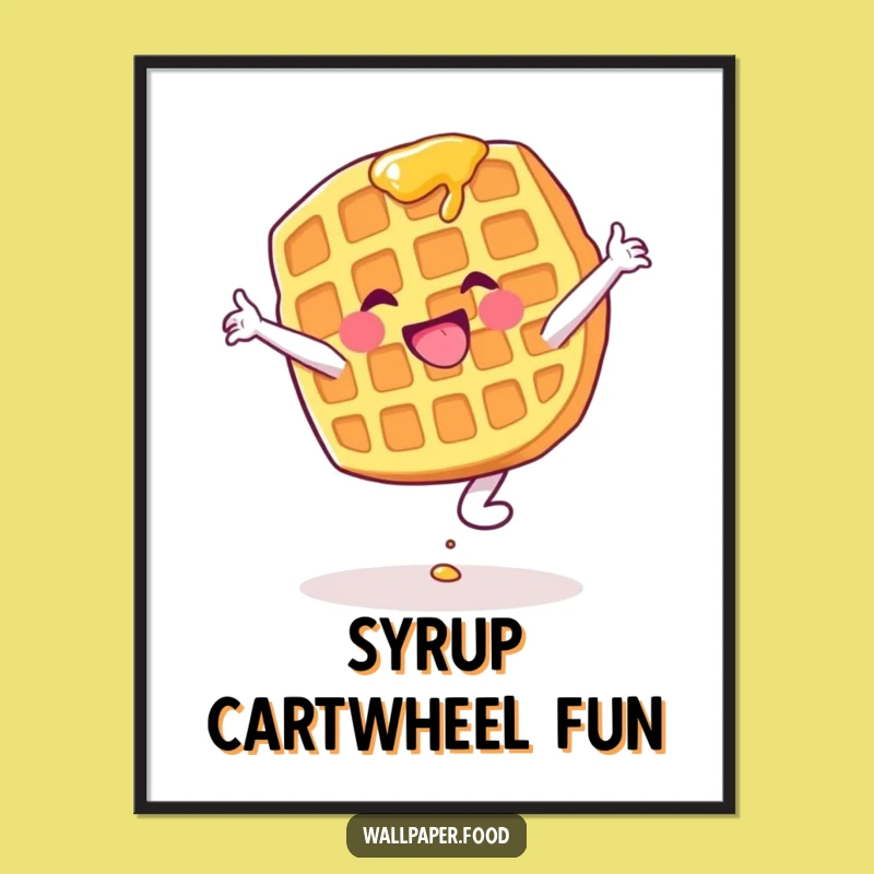 Funny Waffle Cartwheel Digital Art: Decorate With This Hilarious Breakfast Character Print, Instant Funny Gift!