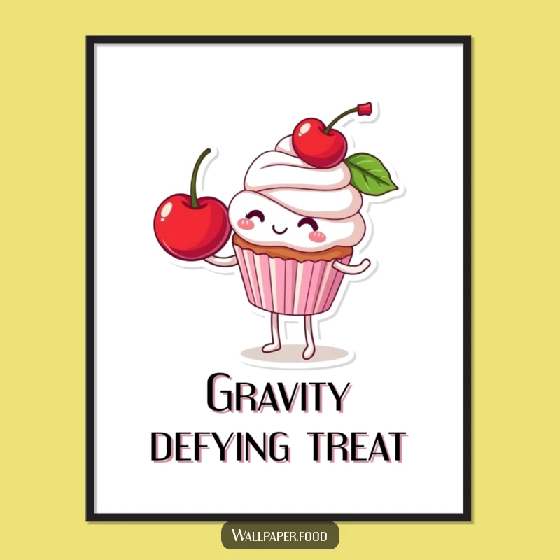Funny Cupcake Cherry Balance Digital Art: Sweeten Your Space with Humor, Perfect Funny Gift