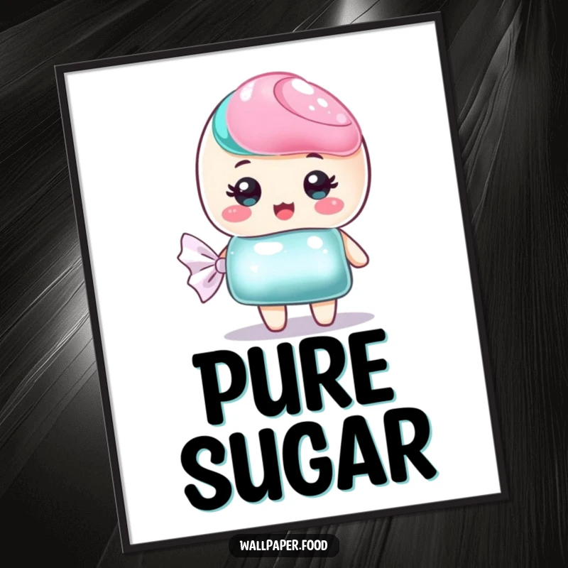 Funny digital art print of a sweet candy character with a shimmering wrapper, adding a touch of delightful sweetness.