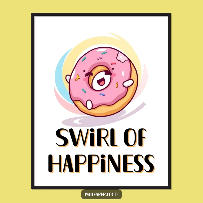 Funny Donut Swirl Wall Art - Happy Character Digital Print for Sweet Decor!