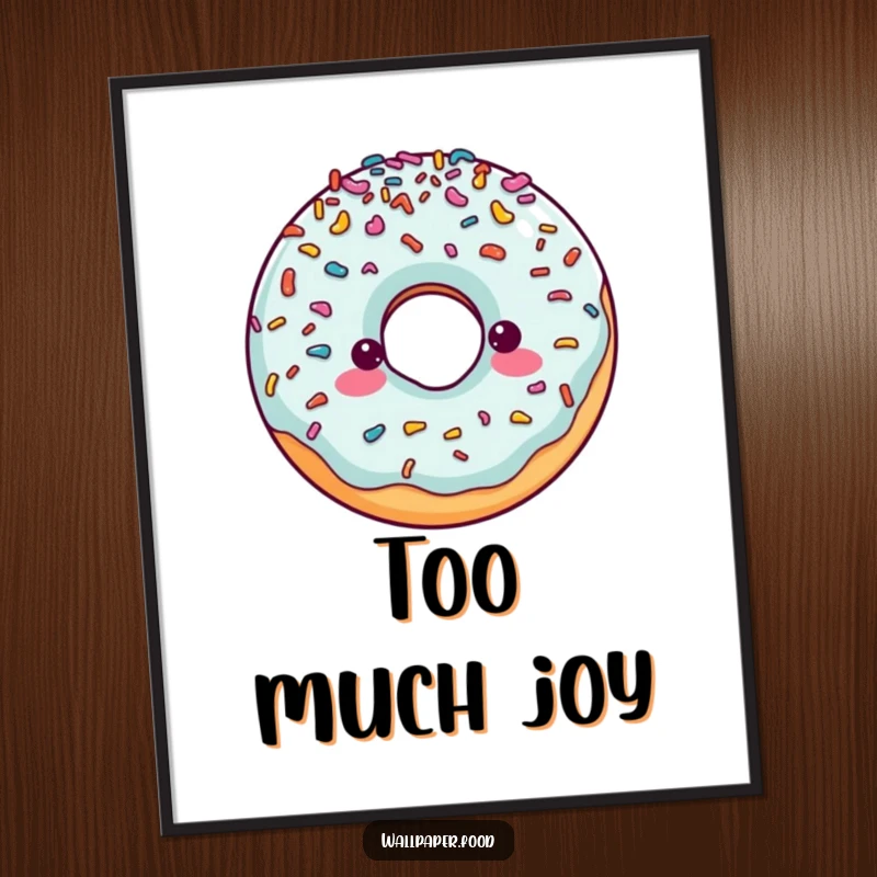 Funny digital art print of a cheerful doughnut character with a generous overflow of colorful sprinkles, creating a playful image.