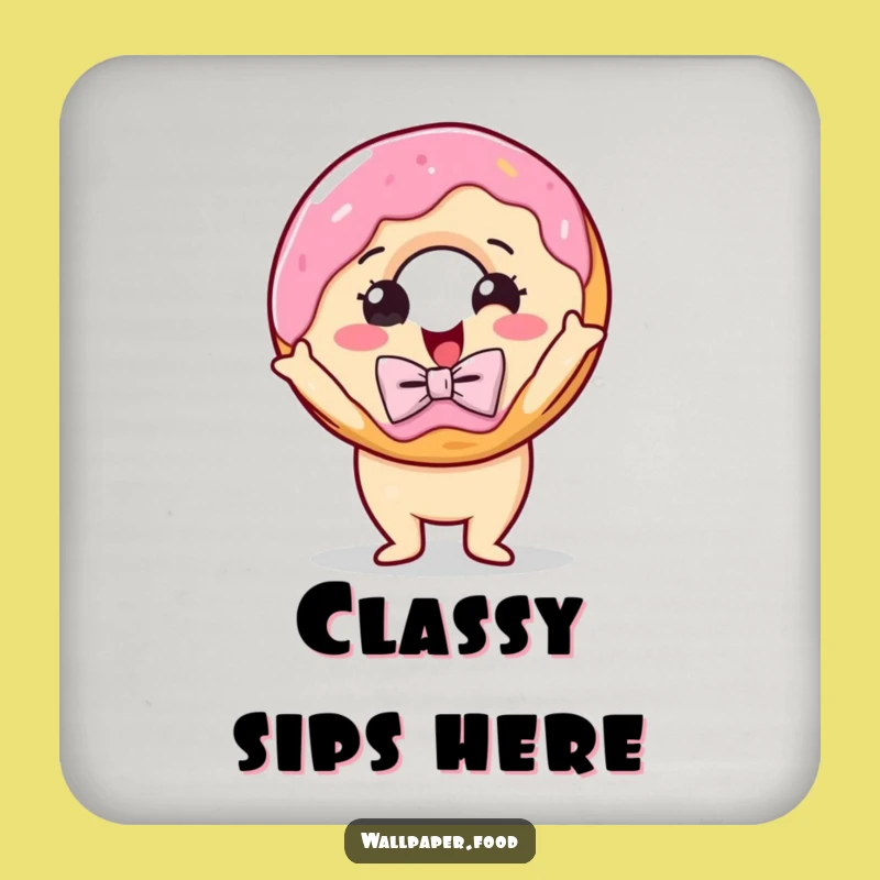 Funny Donut Bow Tie Coaster Set - Protect Surfaces Drama Gift!