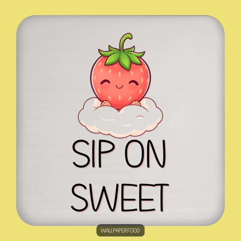 Funny Blushing Strawberry Cream Cloud Coaster: Protect Surfaces Sweetly