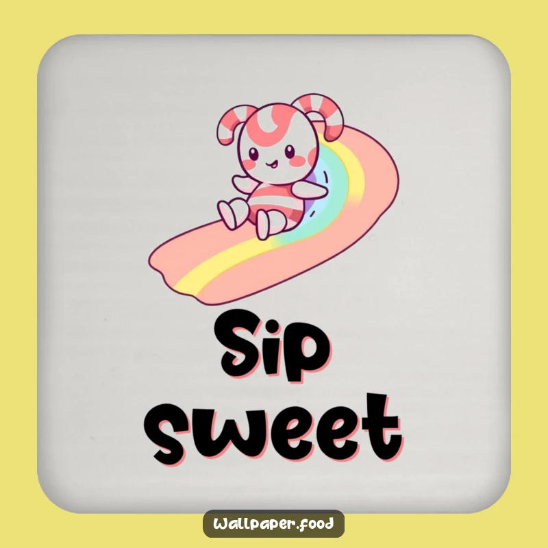 Funny Candy Cane Sprinkle Rainbow Coaster: Protect Surfaces With Sweet Style Gift