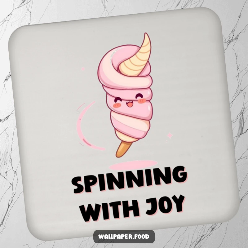 Funny drink coasters featuring a twirling churro character leaving a sugar trail, providing protection and sweet humor for your beverages.