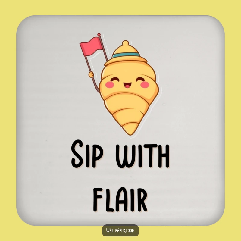 Funny Croissant Hat Coaster - Protect Surfaces with Festive Flair!