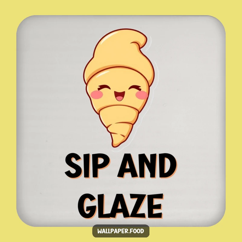 Funny Croissant Wink Drink Coaster - Protect Surfaces with Pastry Charm