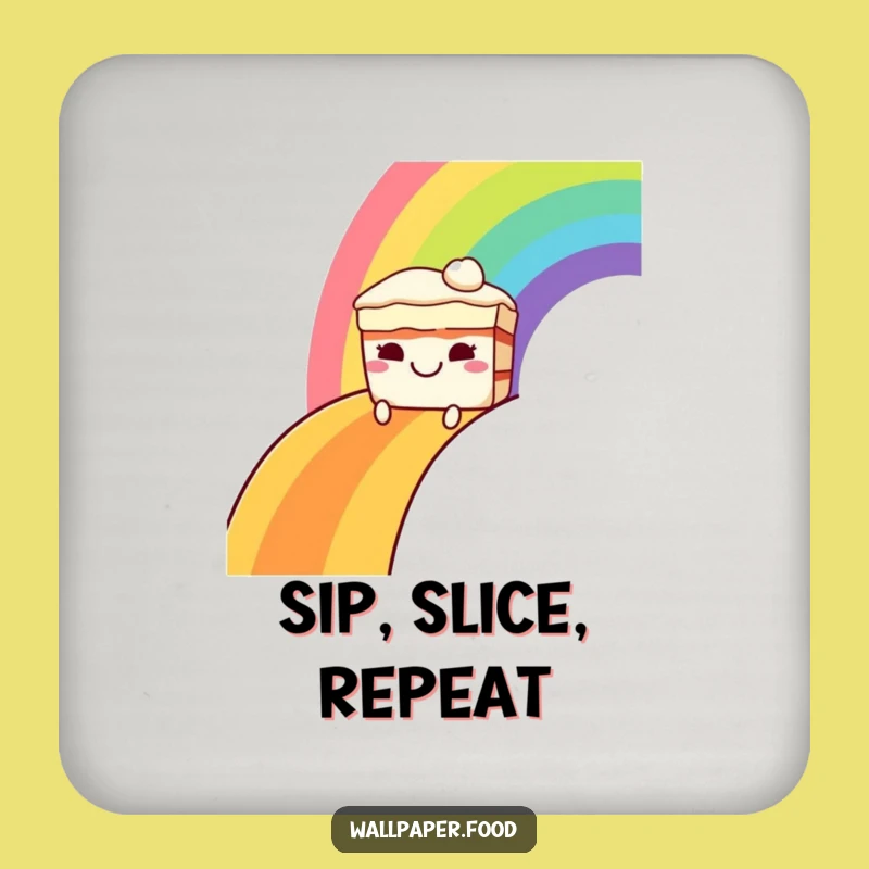 Funny Grinning Cake Rainbow Coaster Set: Protect Surfaces with Sweet Style