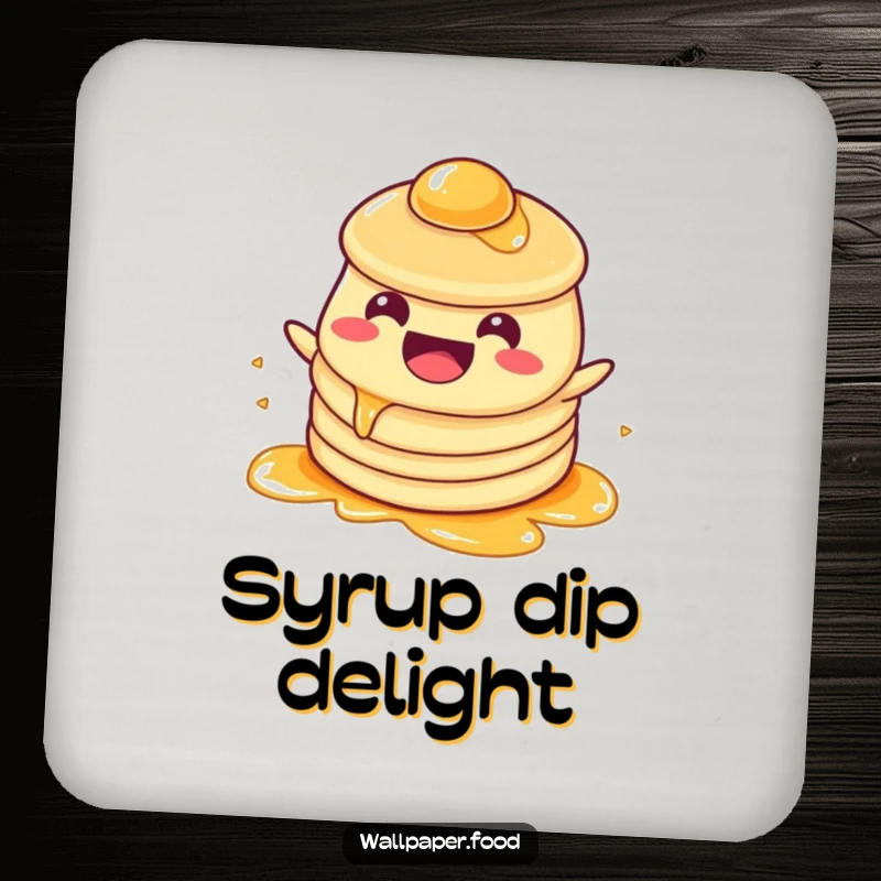Funny Coaster: A beaming pancake character happily sloshing in syrup, offering a funny and protective touch to your tables, perfect for breakfast-loving homes.