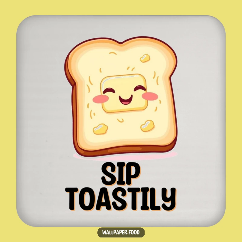 Set of Funny Toast Butter Coasters, Wiggling with Glee Drink Humor Gift