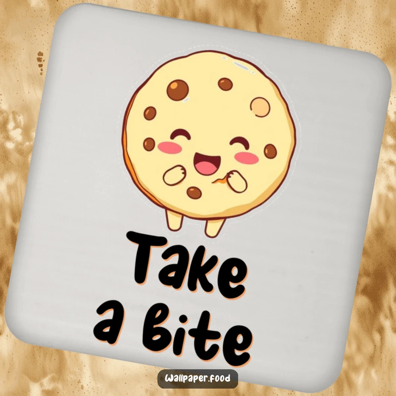 Funny drink coasters featuring a charming cookie character with a bite taken, providing protection and humor for your beverages.