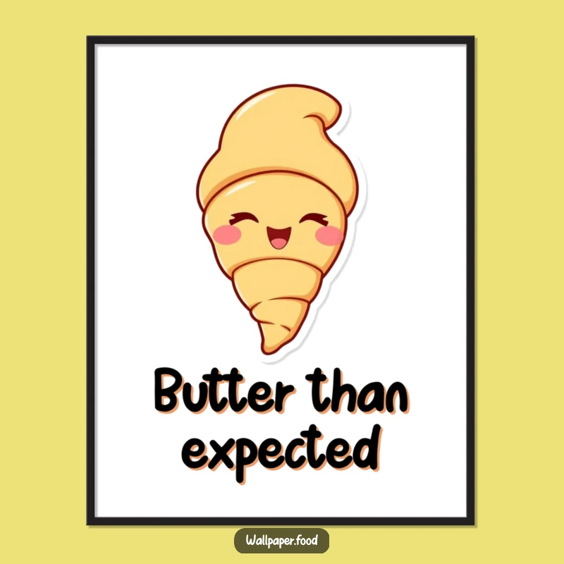 Funny Croissant Wink Poster - Delicious Pastry Art for a Whimsical Space