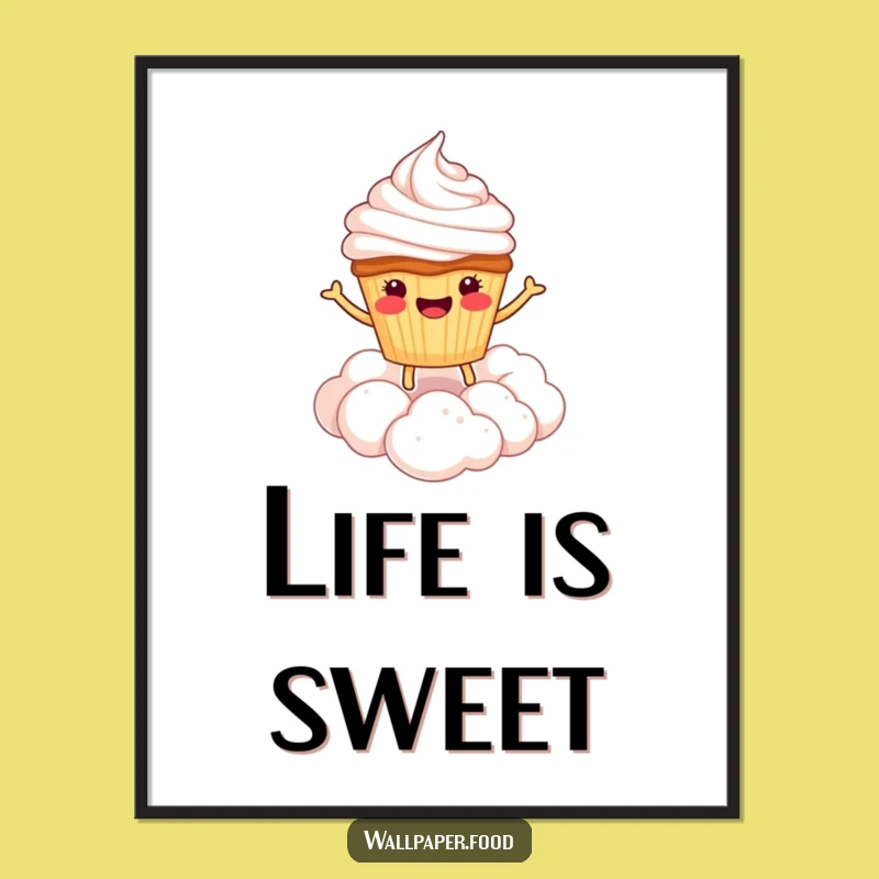 Funny Cupcake Cloud Poster - Joyful Treat Art for a Happy Space