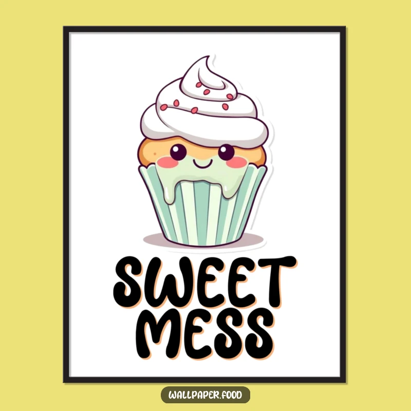 Funny Cupcake Drip Poster: Sweet Character Art for Your Walls