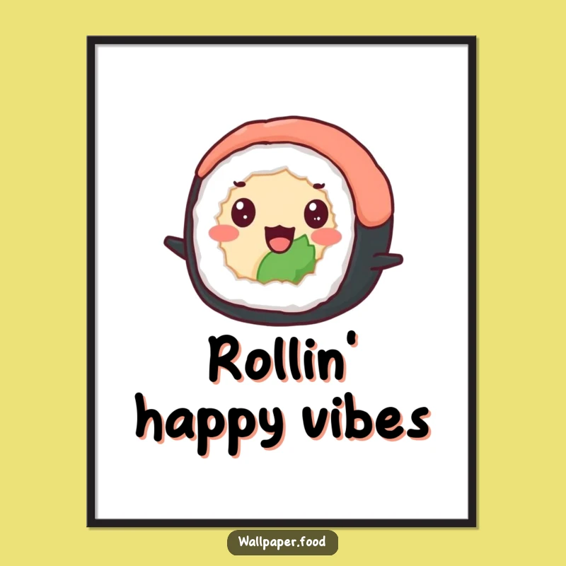 Funny Sushi Bounce Poster - Lively Wall Art for a Joyful Atmosphere!