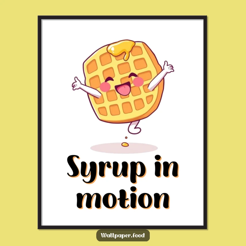 Funny Waffle Cartwheel Poster: Decorate With This Hilarious Breakfast Character Art, Fun Funny Gift!