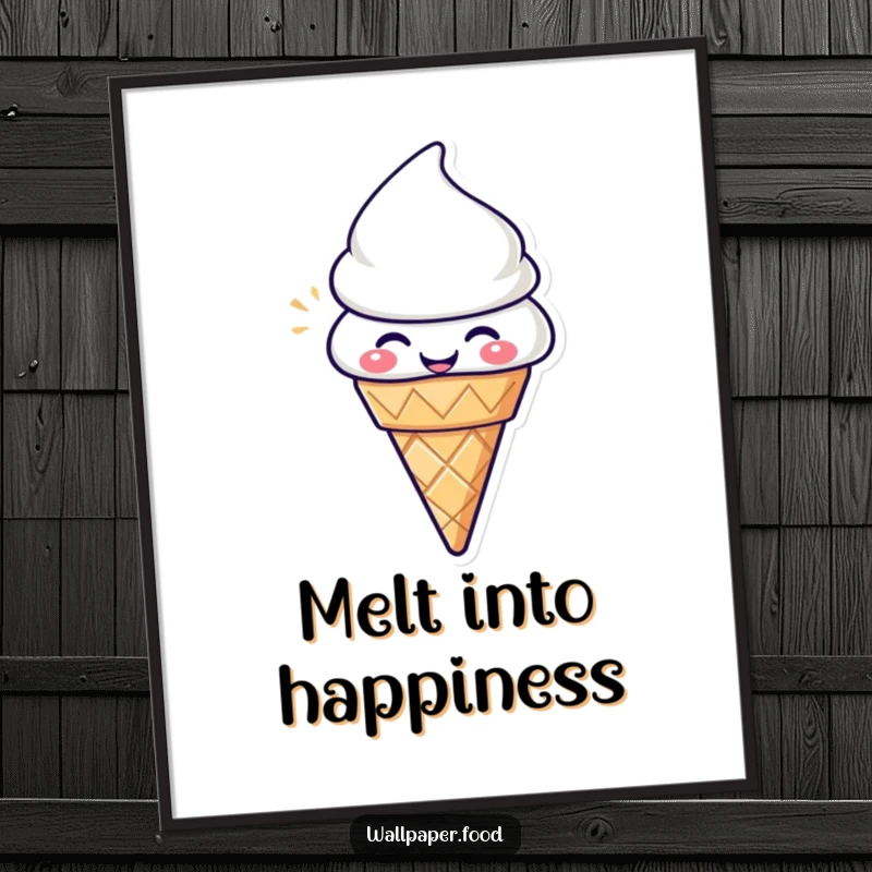 Funny Ice Cream Cone Poster: Happy character radiating pure delight, a humorous and cheerful wall decoration.