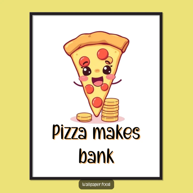 Funny Joyful Pizza Wink Poster - Lucky Foodie Wall Art Gift