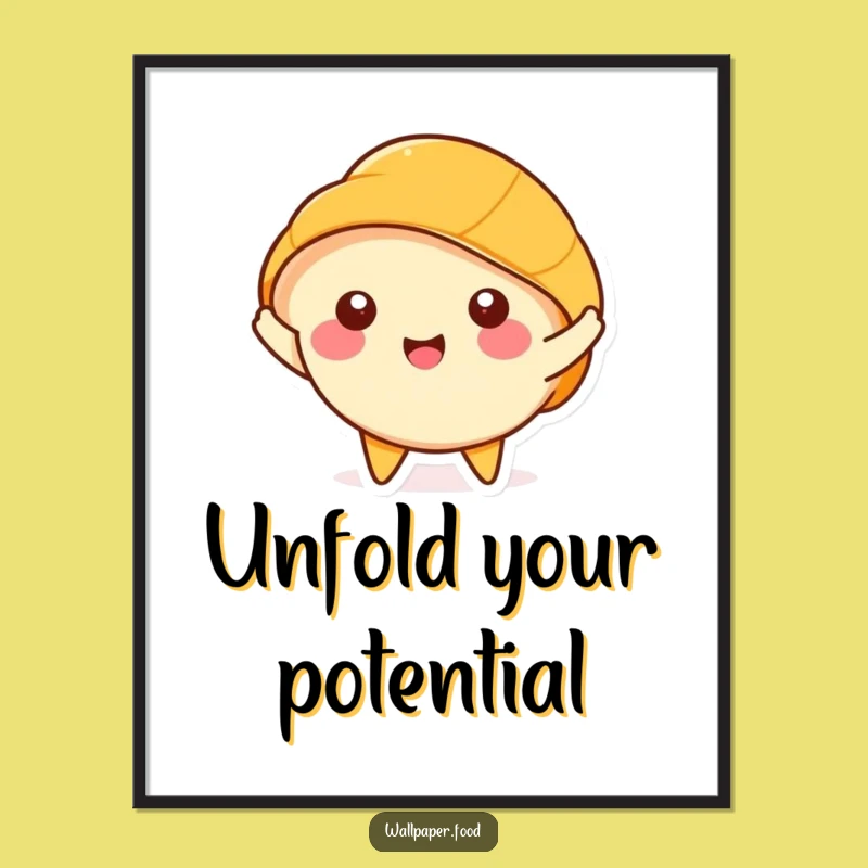 Funny Croissant Stretching Poster - Happy Pastry Layers Wall Art