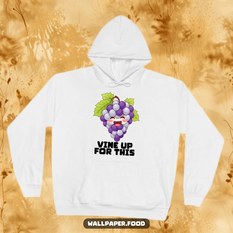 Funny grapes hoodie featuring a giggling bunch of grapes bursting with joy, perfect for cozy comfort.