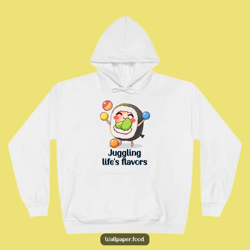 Funny Sushi Juggling Hoodie: Stay Warm and Amused with This Grinning Character
